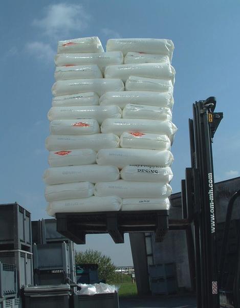 Antistatisk ventilsäck på plastpall (Bilden ägs av Accon AB)