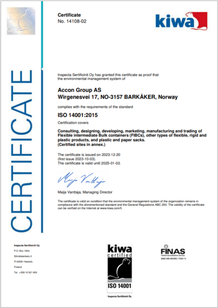 Certificate 14001