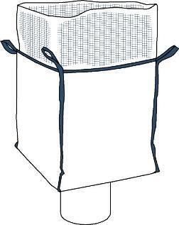 Storsäck med krage och tömningsstos, lyftöglor i sidosöm