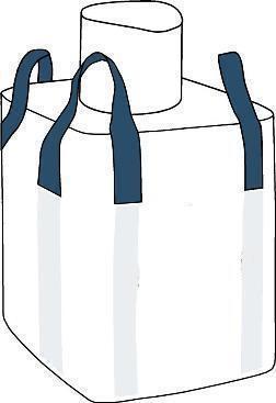 Storsäck: 4 öglor med stor öppning med fyllningsstos och plan botten