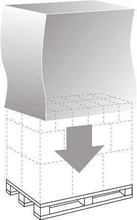 PE-huv som skyddar kartonger på pall (Bilden ägs av Accon AB)
