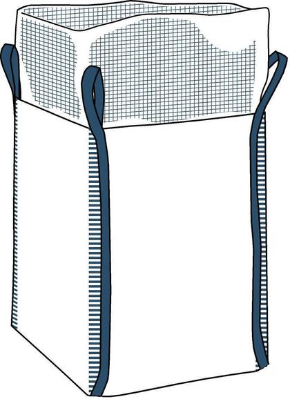 Storsäck med krage och plan botten, lyftöglor i sidsöm (Bilden ägs av Accon Group)