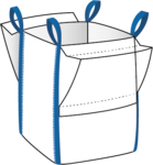 Storsäck med öppen topp och plan botten, 4 öglor + tunnelöglor (Bilden ägs av Accon AB)