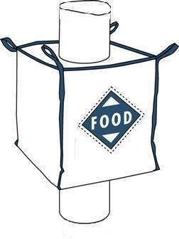 Storsäck för livsmedel och läkemedel med fyllningsstos och tömningsstos 