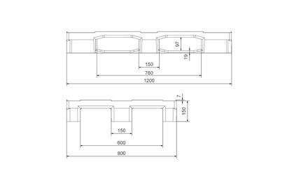 Plastpall 1200x800x150 mm