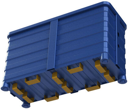 X-Mitten gaffleltunnlar - ett tillval till Storbox /Berglöfslådan som förenklar logistiken för hantering och förvaring av tungt material inom olika typer av industrier.