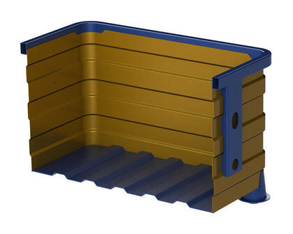 Tunnare plåtsidor - ett tillval för Storbox / Berglöfslådan som är en robust och tålig plåtcontainer för  tung materialhantering inom industrin.