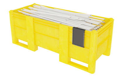 Swedebox plastbehållare förenklar logistiken för farligt avfall och går att få i längre modeller som passar för insamling av långa lysrör.