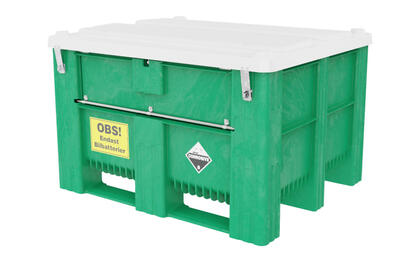  Swedebox plastcontainer förenklar det dagliga arbetet kring insamling och återvinning av farligt avfall. På Swedebox kan man ha olika tillval såsom lock och lås.